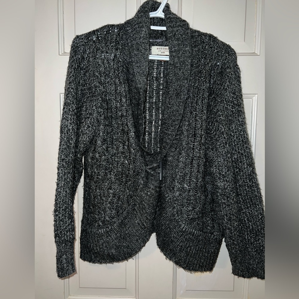 🩶 Sonoma cardigan one button petite size L gray